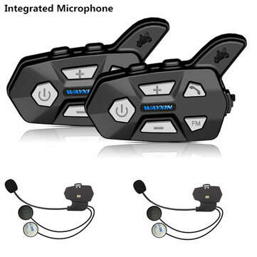 WAYXIN R5 2pcs bluetooth Intercom 2 Rider FM Motorcycle bluetooth Helmet Intercom 1000M... (TYPE: 1)