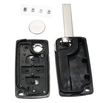4 Buttons Remote Flip Key Fob Case Shell Battery For Peugeot 1007 & Citroens C8