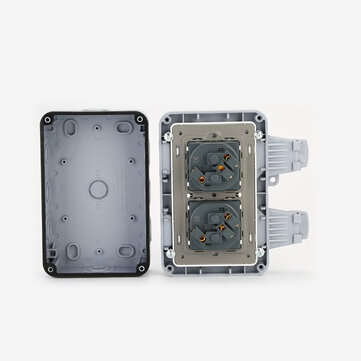 IP66 Waterproof Wall-mounted Power Socket Dust-proof 16A Double EU Standard Electrical Outlet for Ba