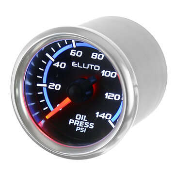 2`` 52mm 0-140PSI Oil Pressure Gauge Blue LED Black Face Auto Car Meter + Sensor