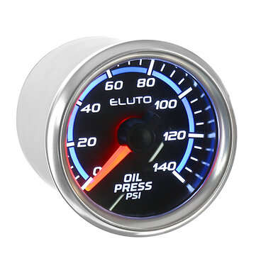 2`` 52mm 0-140PSI Oil Pressure Gauge Blue LED Black Face Auto Car Meter + Sensor