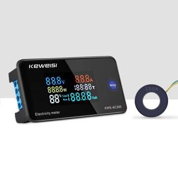 KEWEISI AC 50~300V 10A/100A Digital Electricity Meter Voltmeter Ammeter... (TYPE: AC300V100ACLOSECT)