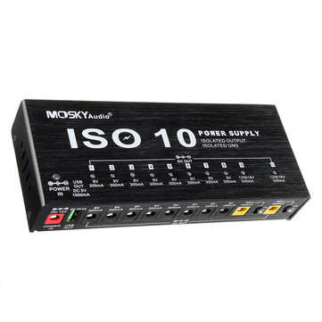 MOSKY ISO-10 Portable Guitar Effect Power Supply 10 Isolated DC Outputs & One 5V USB Output for 9V 1