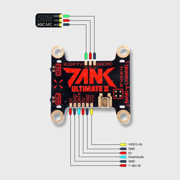 RUSH TANK II V2 Ultimate 5.8G 48CH Raceband PIT/25/200/500/800mW Switchable 2-8S VTX FPV Transmitter