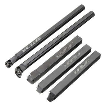 5pcs 8mm Shank Indexable Lathe Turning Tool Holder with CCMT060204 DCMT070204 Carbide Inserts for CN