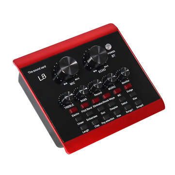 Bakeey L8 Live Sound Card bluetooth Sound Card Studio KTV Voice Chat Live Broadcast ... (COLOR: RED)