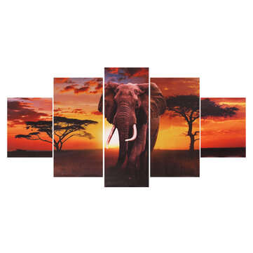 5Pcs Elephant Wall Decorative Paintings Canvas Print Art Pictures Frameless Wall Hanging Decor for H
