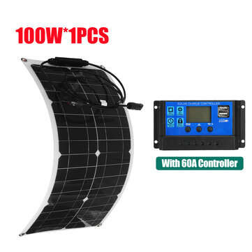 100W Flexible Solar Panel Battery Charger Kit Boat Car & 30/60/100A Controller (CURRENT: 60A)