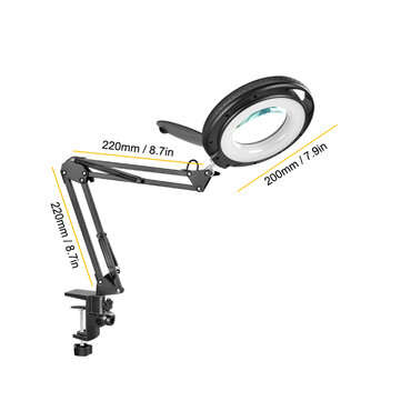 NEWACALOX 5X Magnifier Wireless Remote Control LED Lamp 3 Adjustable Lights Color for Readi... (: A)