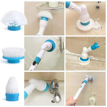 Rechargeable Bathtub Tiles Power Floor Cleaner Brush Cordless Handle Telescopic Cleaning Mops Tools