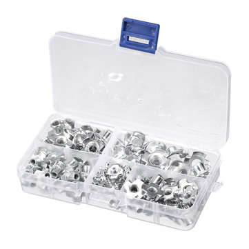 Suleve CSTN3 90Pcs Four Prong T Nut Inserts Carbon Steel Zinc Plated For Wood M3/M4/M5/M6/M8 Nut