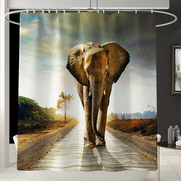 4/3/1PCS Elephant Bathroom Toilet Floor Mat Waterproof Shower Curtain Non-slip Flannel... (SIZE: #1)