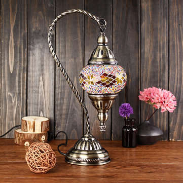 Handmade Swan Lamp Vintage Glass Turkish Style Bedside Home Table Night Light