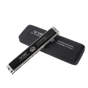 QIMEI QM28A-6 28 Holes C Key Polyphonic Harmonica For Performance Competition (COLOR1: BLACK)