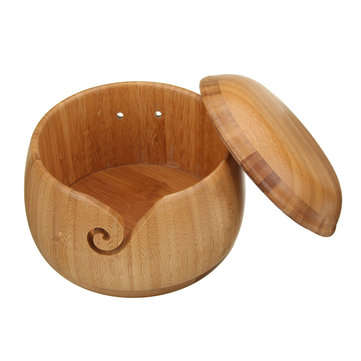 Wooden Bamboo Yarn Bowl Holder & Cover For Skeins Knitting Crochet Home Decorations