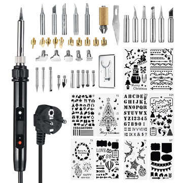50Pcs 60W Wood Burning Adjustable Pen Solder Iron Tool Kit Pyrography Craft Set (PLUG: USPLUG)