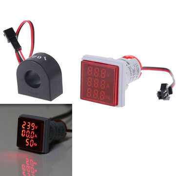 Geekcreit 3 in 1 AC 60-500V 100A Voltmeter Ammeter HZ Hertz Frequency Meter 22mm ... (COLOR.: RED)