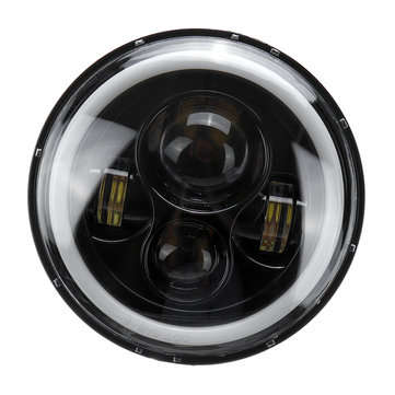 7inch Round LED Headlights Blue Halo Ring Angel Eyes For Jeep Wrangler JK TJ LJ CJ