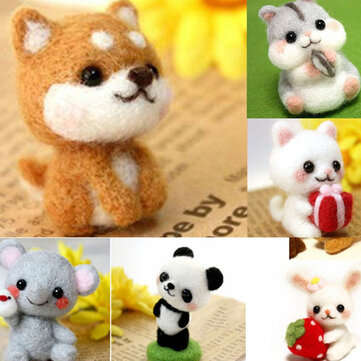 24 Color DIY Wool Felt Kit Needles Tool Set Handmade Needle Felting Mat Starter Fabric Sewing Kit fo