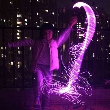 LED Fiber Optic Whip Strip Light 360 RGB Multi-Mode Flashlight Show Music Dance Festival Battery O