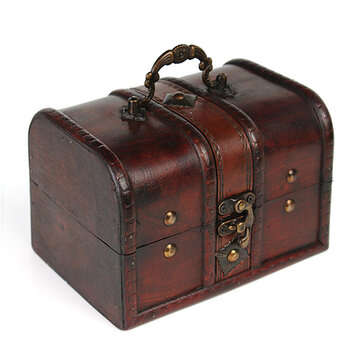 Vintage Wooden Jewelry Box Antique Storage Organizer Case (SIZE: LARGE)