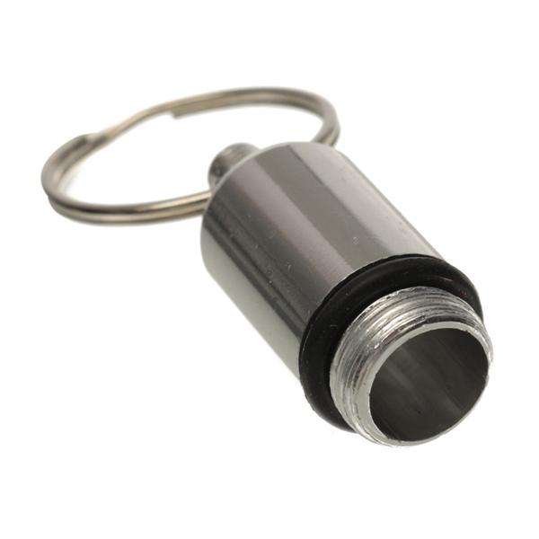 Waterproof Aluminum Pill Box Case Holder Keychain Bottle Container (Color Silver)
