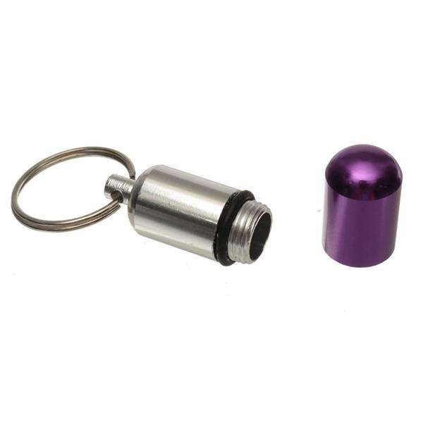 Waterproof Aluminum Pill Box Case Holder Keychain Bottle Container (Color Silver)