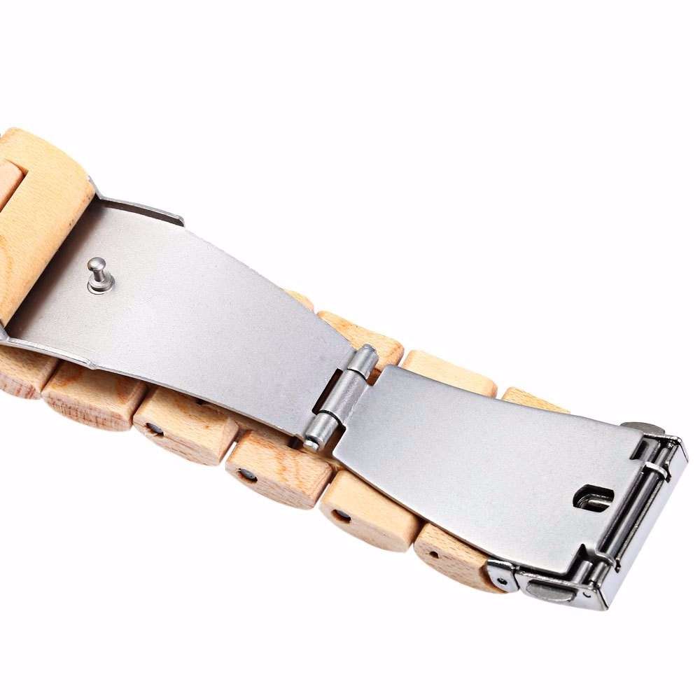 New BEWELL ZS-W086B Men Natural Wooden Auto Calendar Display Fashion Quartz Wris