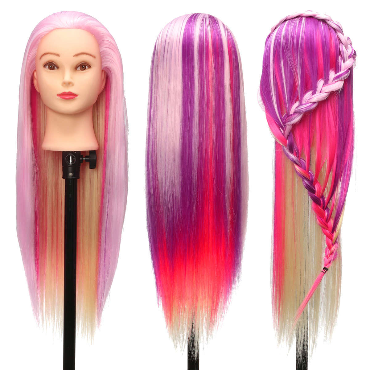 27'' Colorful Practice Training Head Long Hair Mannequin Hairdressing
