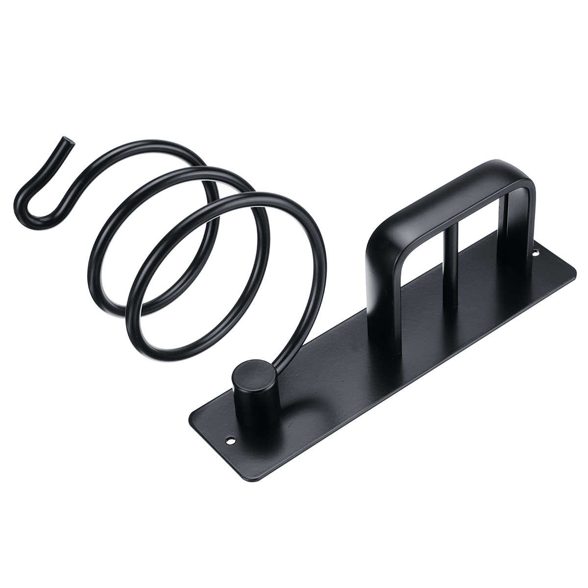 Wall Mounted Hair Dryer Holder Rack Bathroom Hair Straightener Shelf Storage Net (Color1 Black)