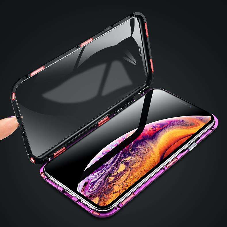 New Bakeey 360 Full Body Magnetic Adsorption Aluminum Front & Back Glass Protective Case
