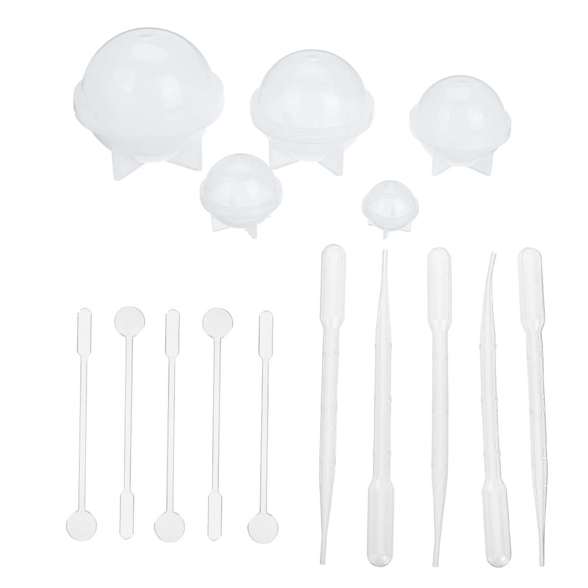 15Pcs Sphere Silicone Epoxy Molds Round Ball Jewelry Candle Resin Mould Tools DIY