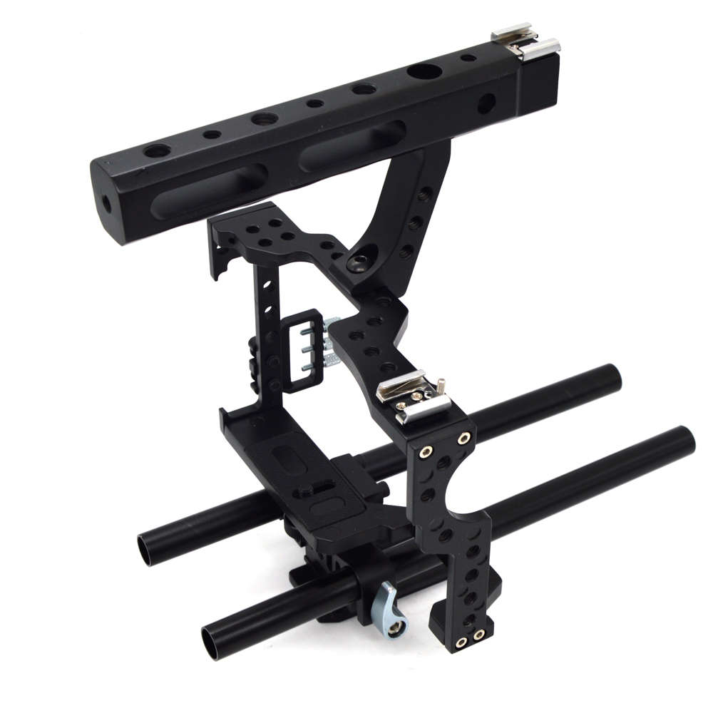 VELEDGE VD-07 Portable Aluminum Camera Cage Rig Stabilizer Top Handle Grip for DSLR Camera DV Mount