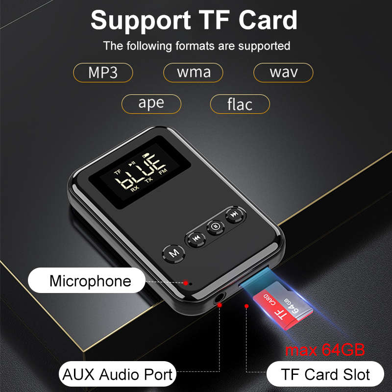 9 IN 1 bluetooth 5.0 Adapter bluetooth Receiver and Transmitter FM Radio Music Player Audio Adapter