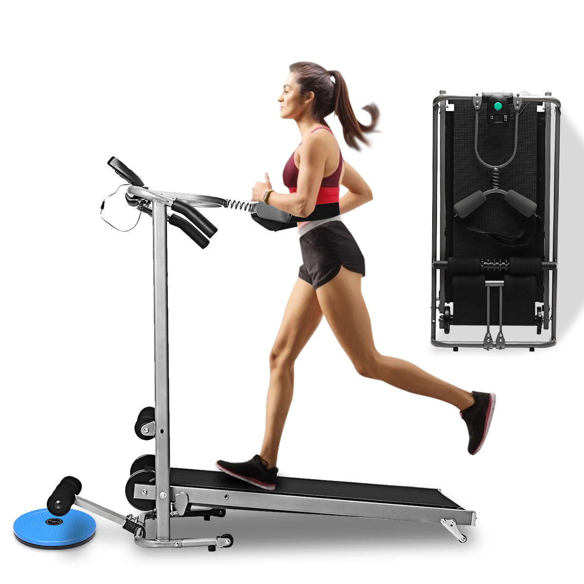 LCD Folding Treadmills Multifunctional Twisting Running Supine Massage Home Gym Fitness Exercise Equ