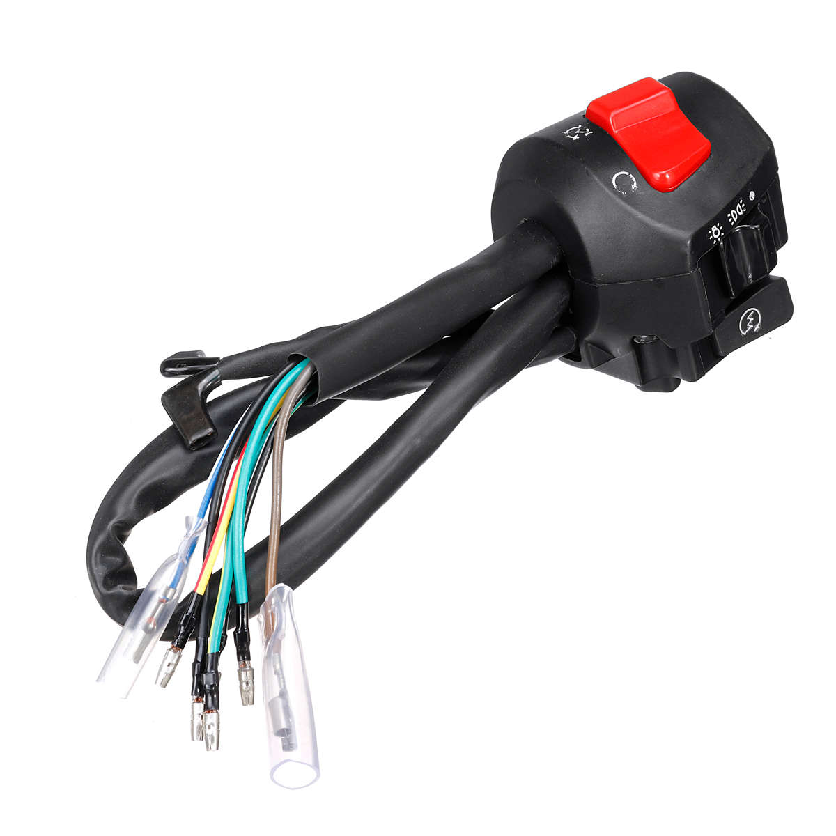 12V Motorcycle 7/8 Handlebar Horn Turn Signal Headlight Electrical Start Switch Double Throttle"...