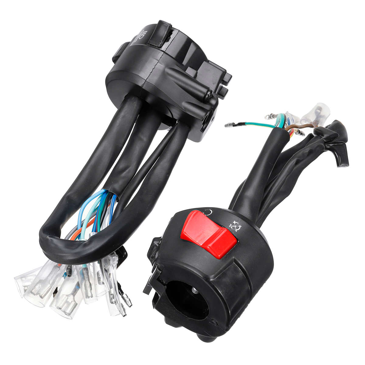 12V Motorcycle 7/8 Handlebar Horn Turn Signal Headlight Electrical Start Switch Double Throttle"...