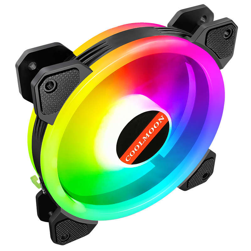 COOLMOON RGB Fan 12cm SUNSHINE-2 Double Ring Inside And Outside Luminous Mute Cooling Computer Case