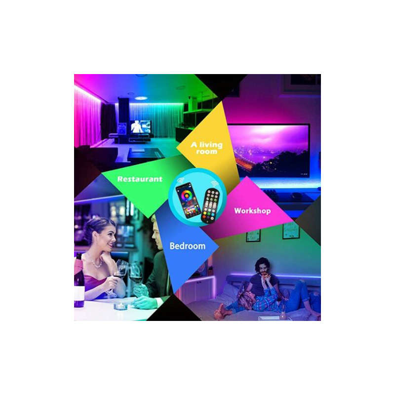 10M LED Smart Strip Lights Music Sync bluetooth App Control Full Kit Remote For Room