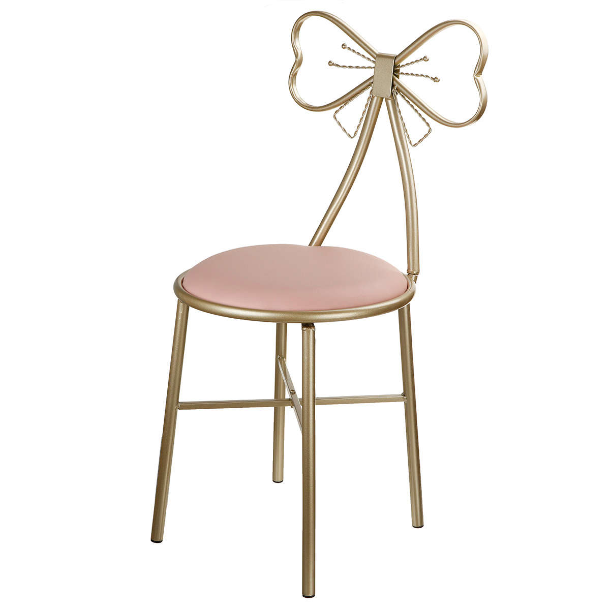 Vanity Stool Butterfly Backrest Wrought Iron PU Leather Makeup Stool Chair Supe
