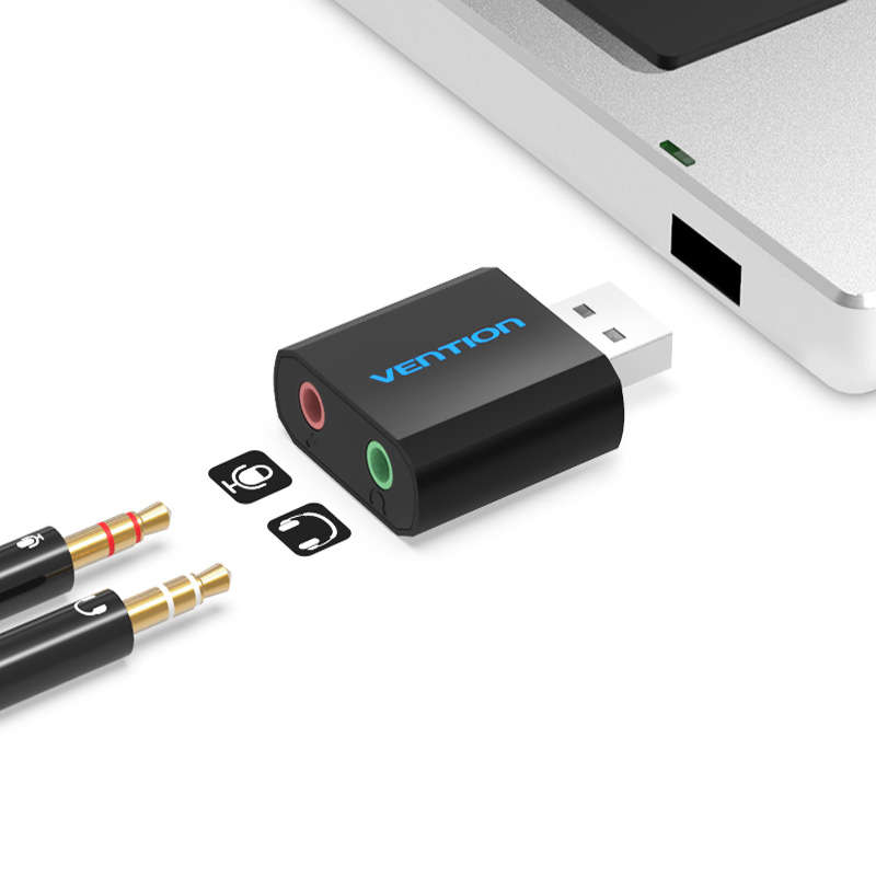Vention  USB 3.5mm Headphone Earphone Adapter Aux External Sound Card for Microp