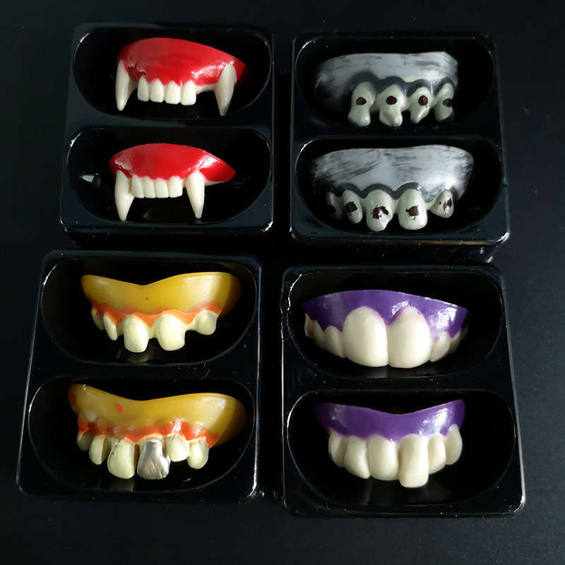 Halloween Dentures Plastic Soft Cosplay Party Zombie Vampire Front Teeth Dress Up Props
