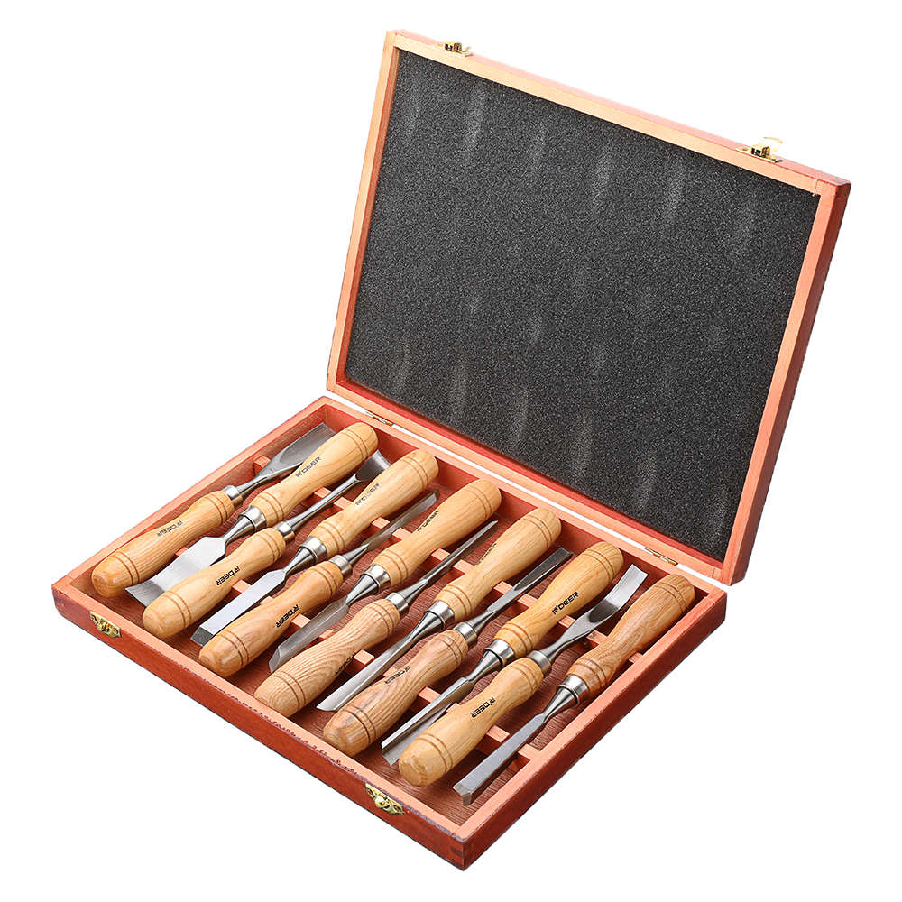 12PCS Wood Turning Carving Tool Set Chrome Vanadium Steel Wood Carving Chisels Blade Woodworking Too