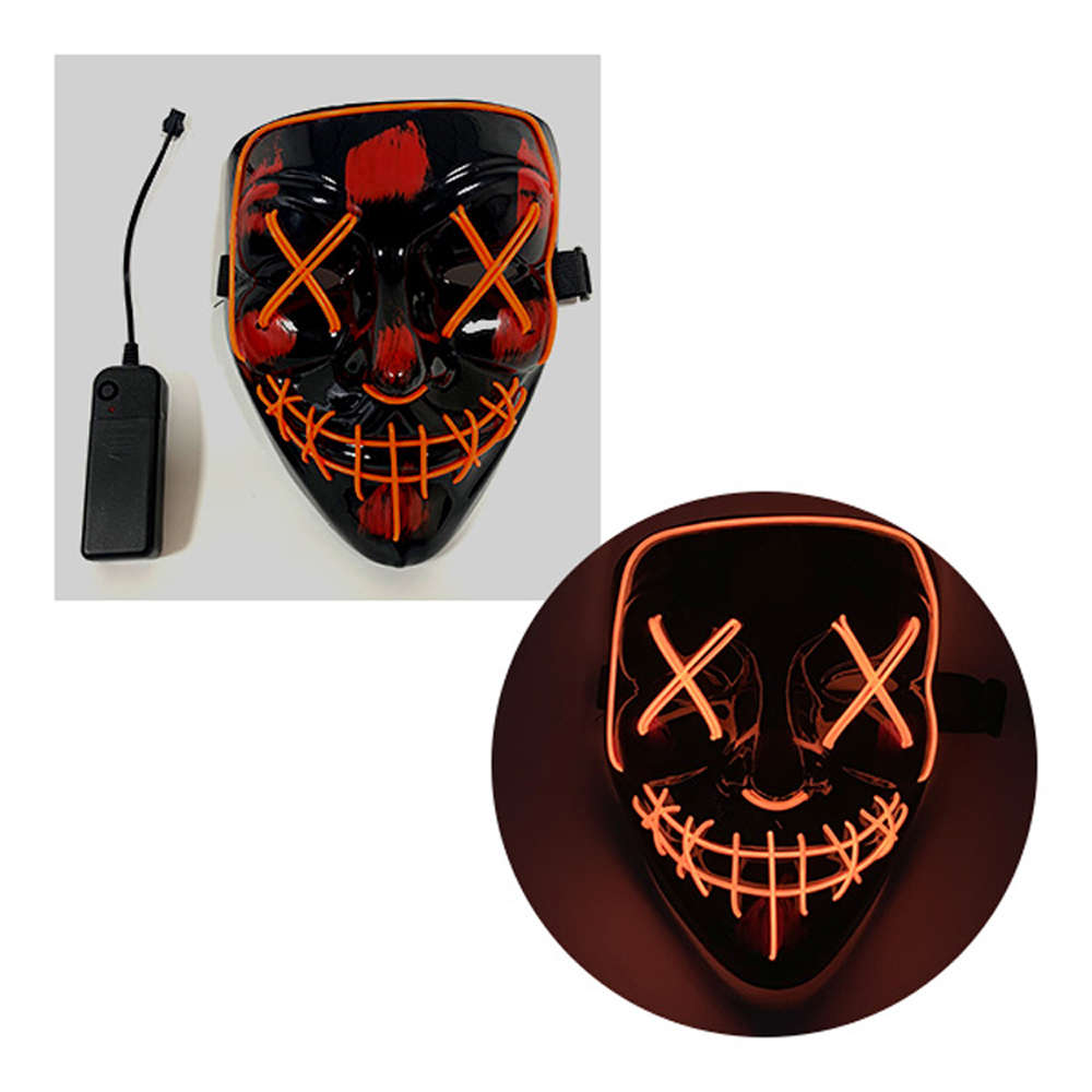 Halloween LED Mask Purge Masks Election Mascara Costume DJ Party Light Up Masks Glow I (Color White)