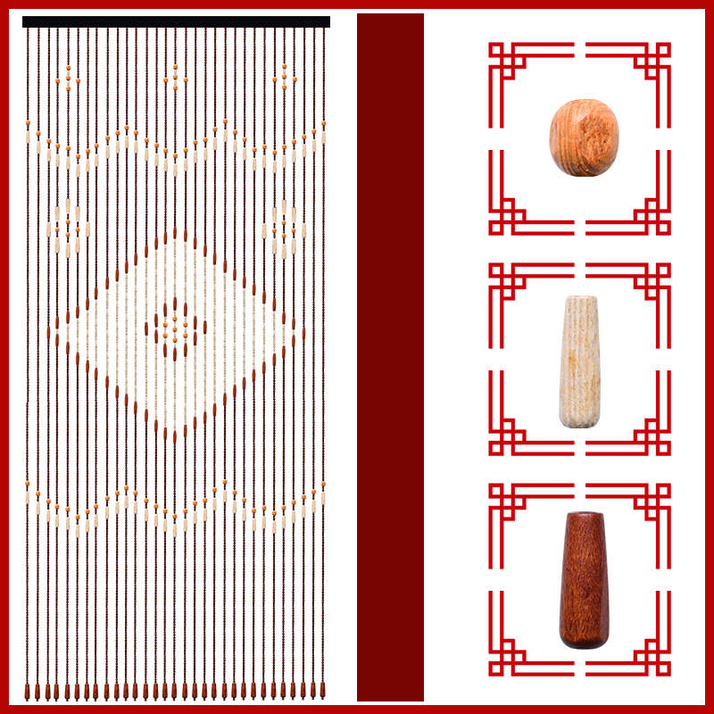 31 Line Wave Handmade Fly Screen Wooden Beads Curtain Wooden Door Curtain B