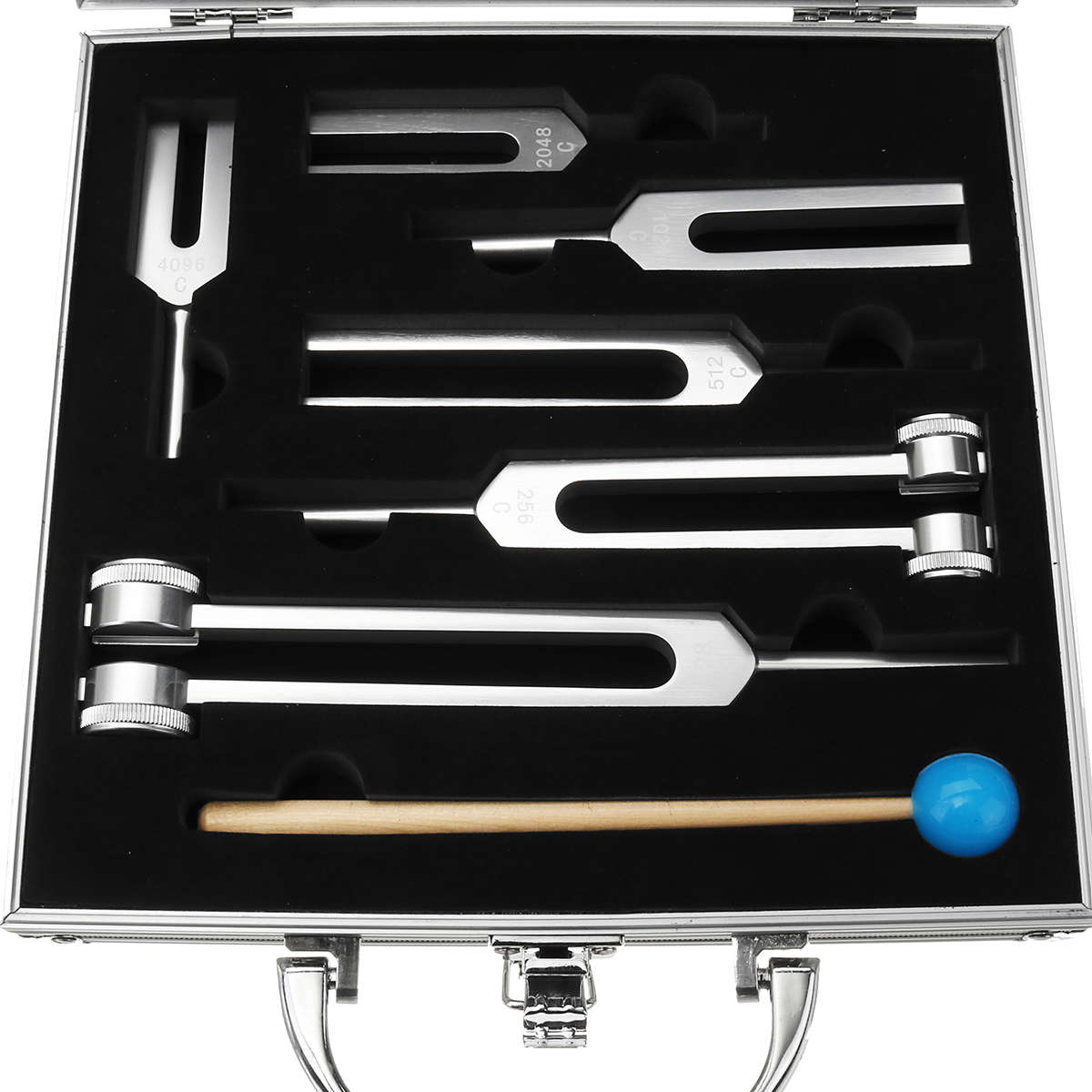 6Pcs Aluminum 128-4096Hz Tuning Fork Tools Kit Healing Sound Vibration Therapy w/ Mallet