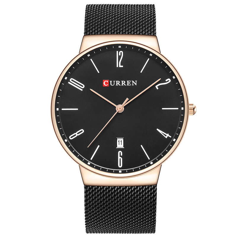 CURREN 8257 Ultra Thin Casual Design Quartz Watch Date Display Stainless Steel Men Watch