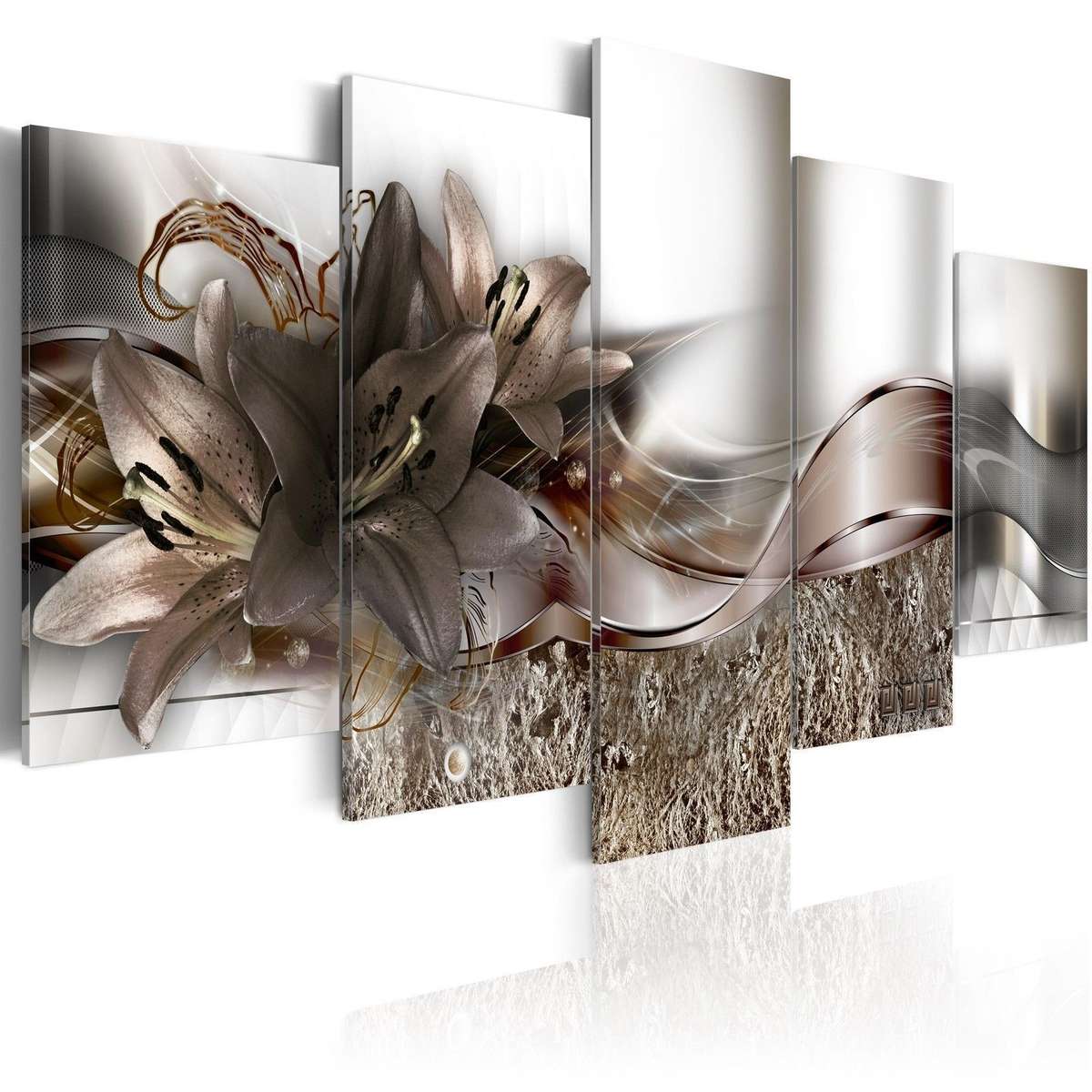 5 Panels Large Abstract Flowers Print Pictures Canvas Prints Unframed Paint