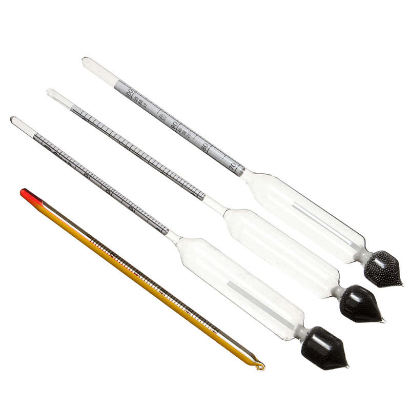 3Pcs Hydrometer Vinometer 0-40-70-100 Percent Alcohol Meter Alcohol Tester Thermometer + Box Home Br
