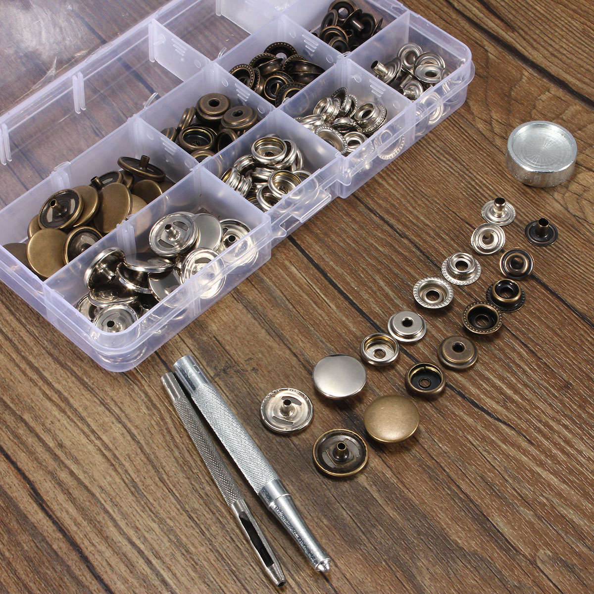 New 20pcs Press Stud Buttons Poppers Leather Craft with Fixings Tools Kit 201Tools